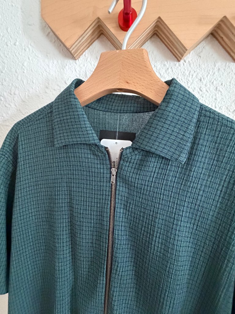 Assembly Ny - Mens Medium Green Plaid Zip Camp Shirt - New W/ Tags — image 6 of 8